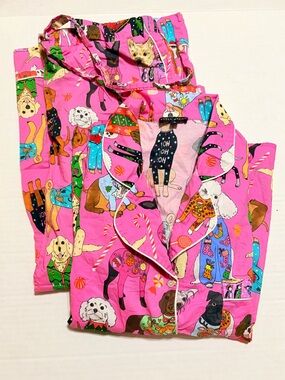 Karen Mabon Dogs in Christmas Sweaters PJ Set Long Sleeve, Pants 100% Cotton